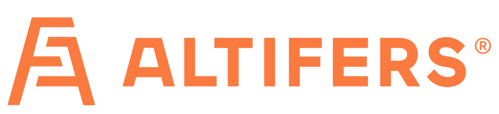 Logo Altifers : Identité visuelle moderne orange et noir Logo Altifers orange sur fond noir avec icône de lettre A stylisée et texte en majuscules grasses.